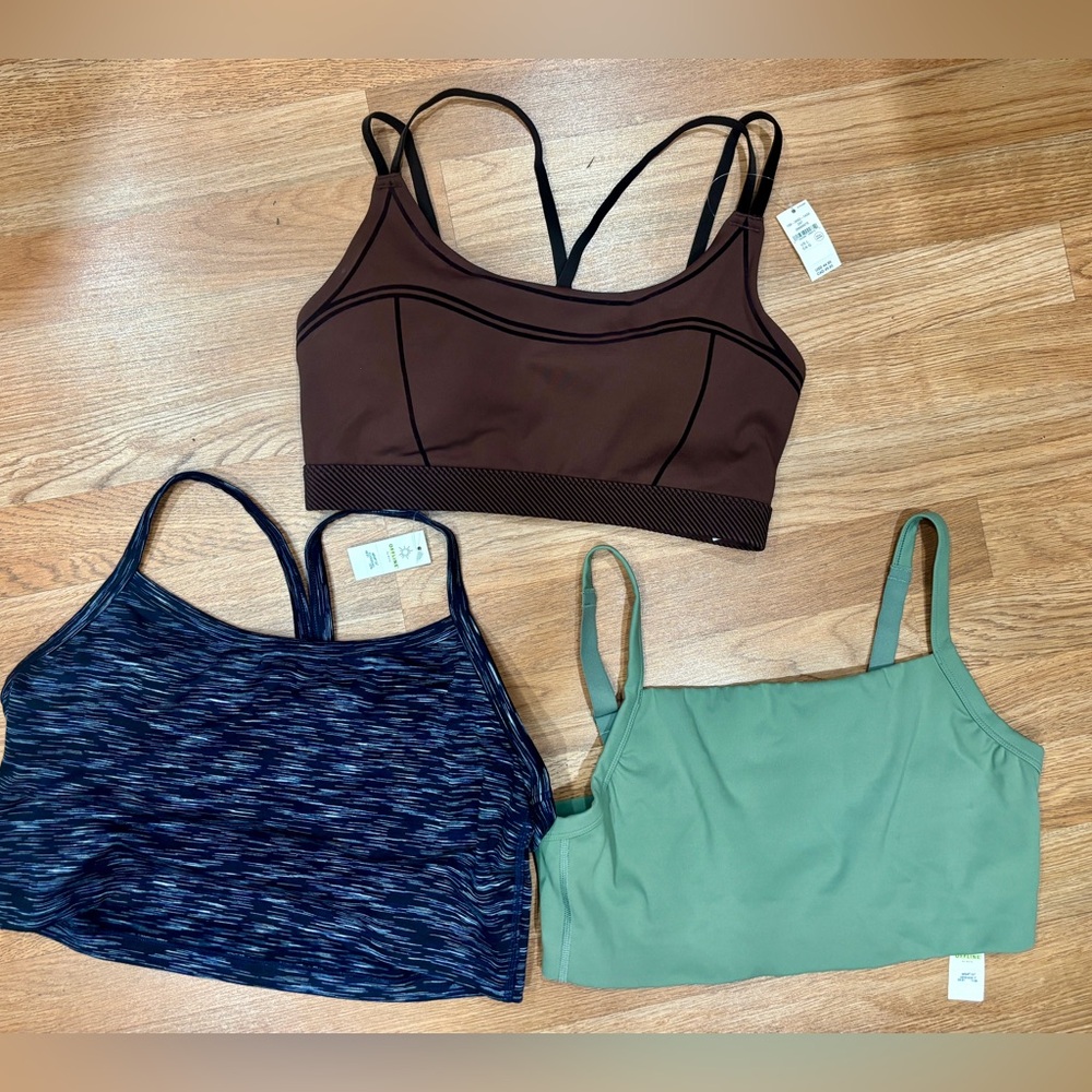 Offline by Arie L & XL Bundle of 3 Sports Bra Green Blue Brown NWT $110 MSRP